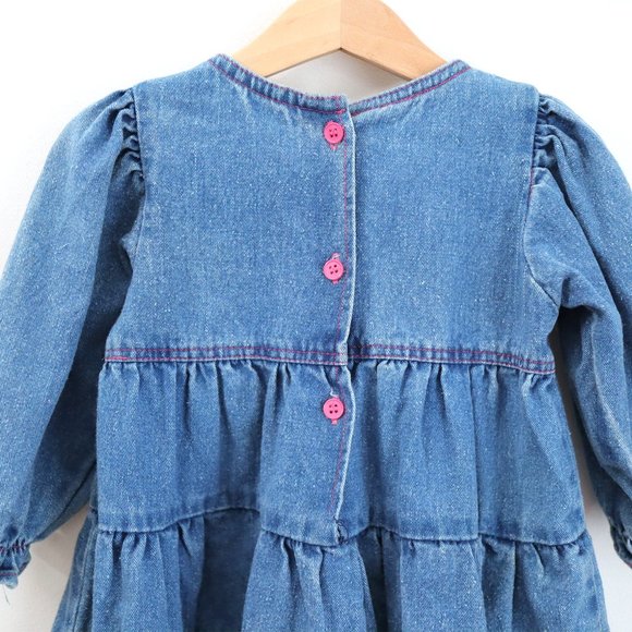 Vintage kids GIRLS CLUB denim frilled dress - Picture 7 of 9